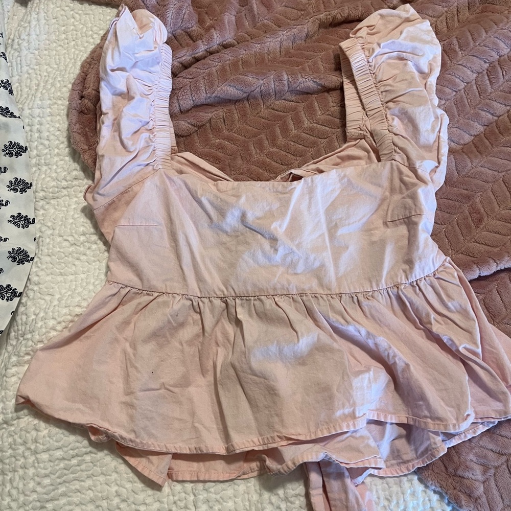 Francesca's Collections Light Pink Ruffled Blouse